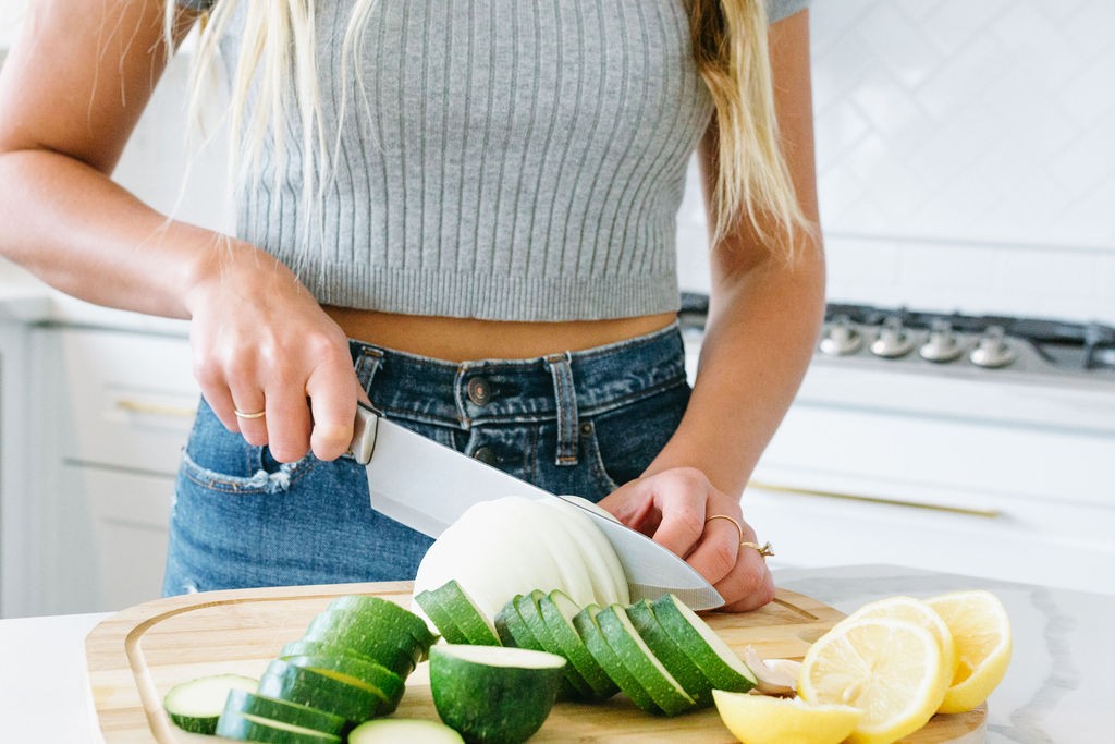 Hannah Prepping Meals in the Kitchen